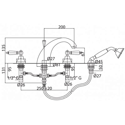 Cezares Смеситель FIRST-BVD-03/24-Nc на борт ванны – картинка-3